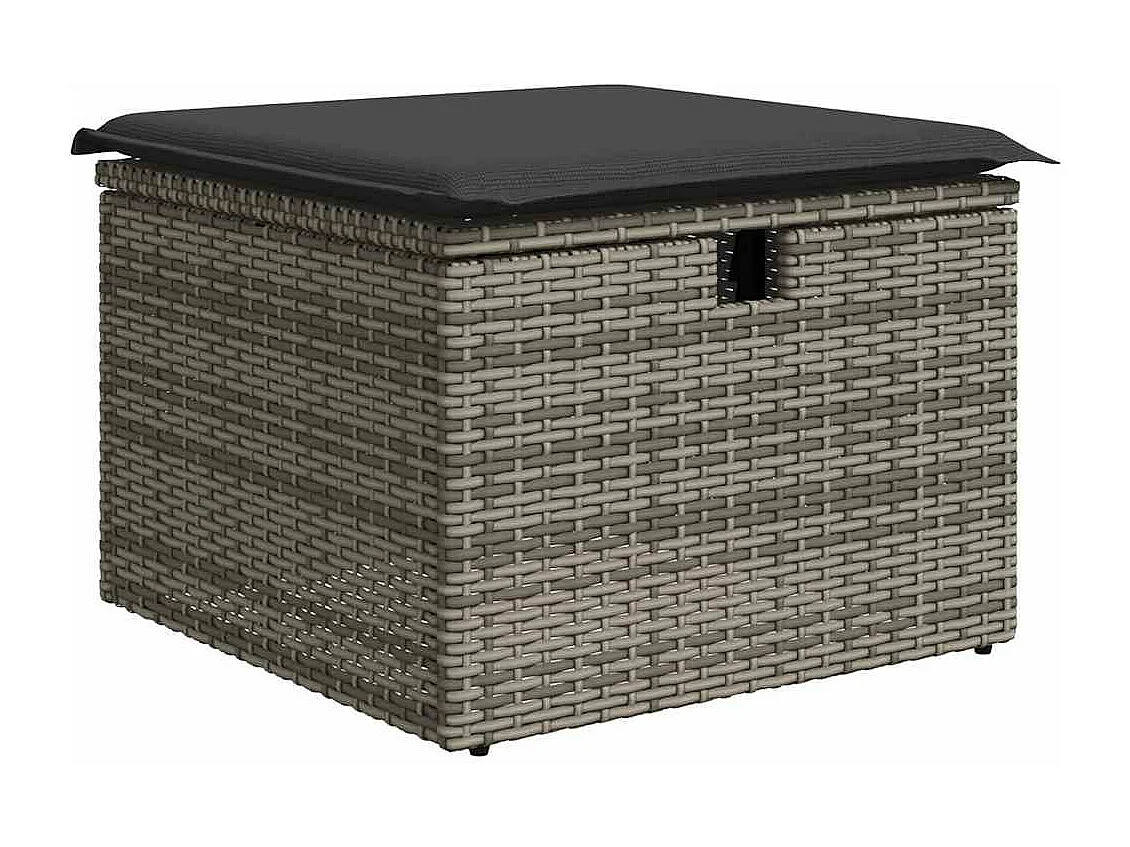 Set de muebles de jardín 6 piezas y cojines ratán sintético gris