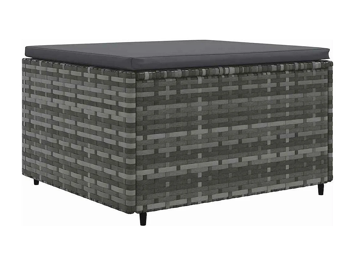 6 peças conjunto lounge de jardim com almofadões vime PE cinzento