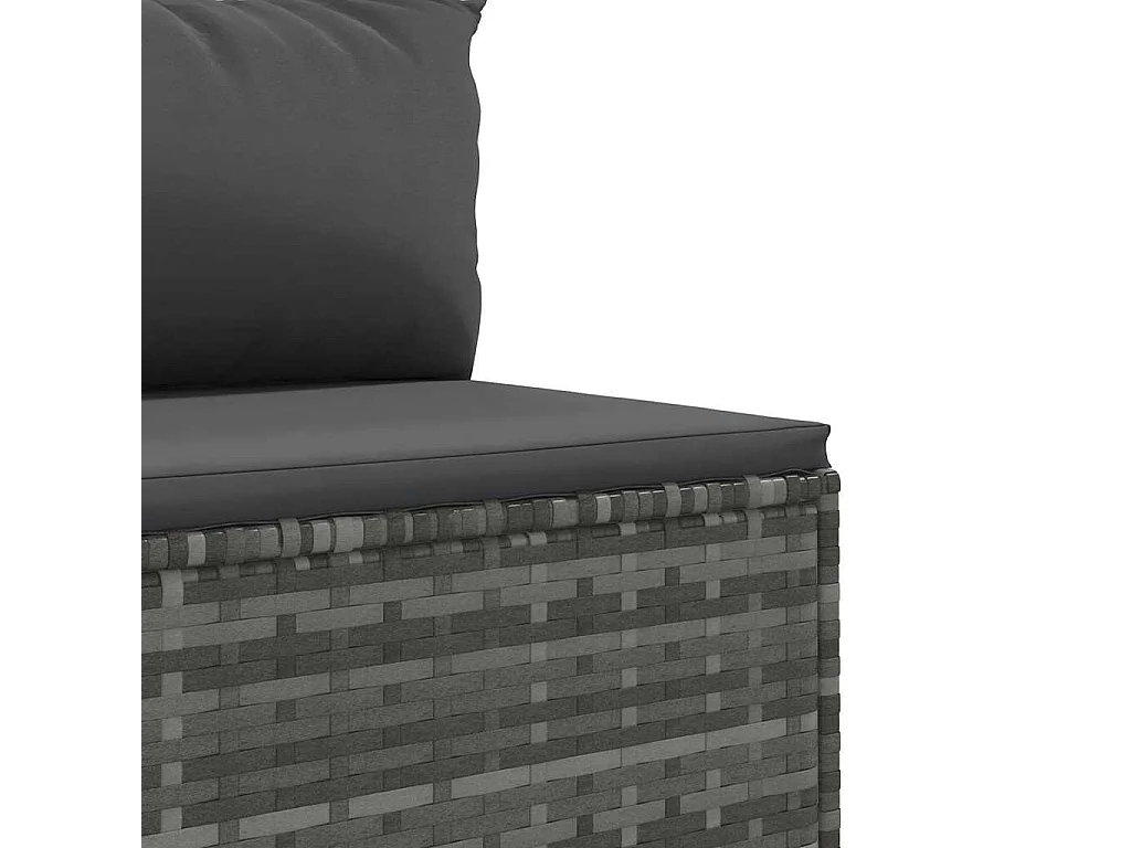 6 peças conjunto lounge de jardim com almofadões vime PE cinzento