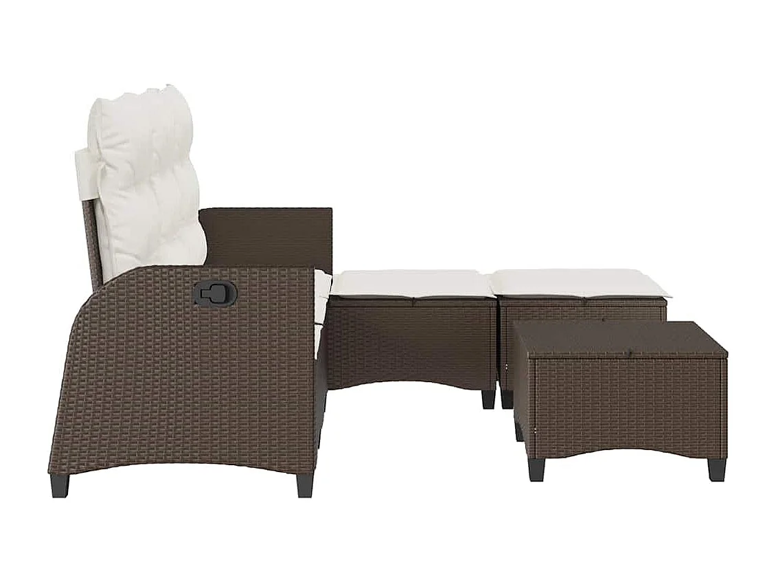 Set de sofás de jardín en forma de L con cojines 3 piezas marrón