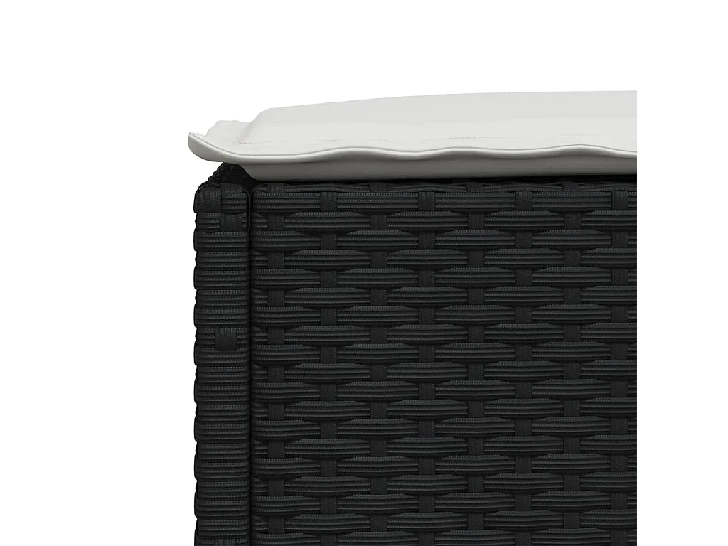 4-delige Loungeset met kussens poly rattan zwart