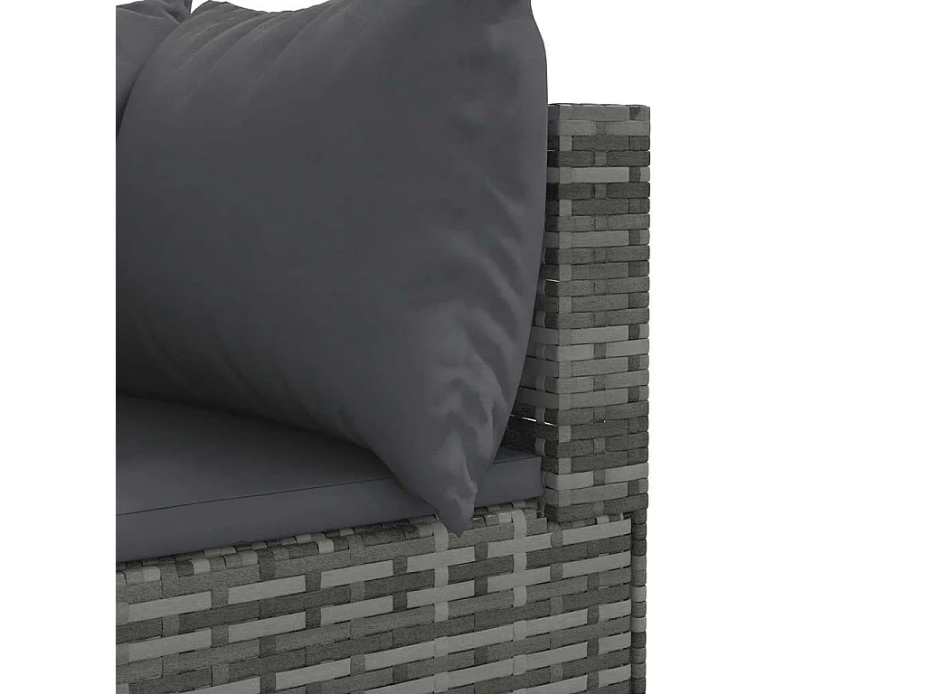 5 peças conjunto lounge de jardim com almofadões vime PE cinzento