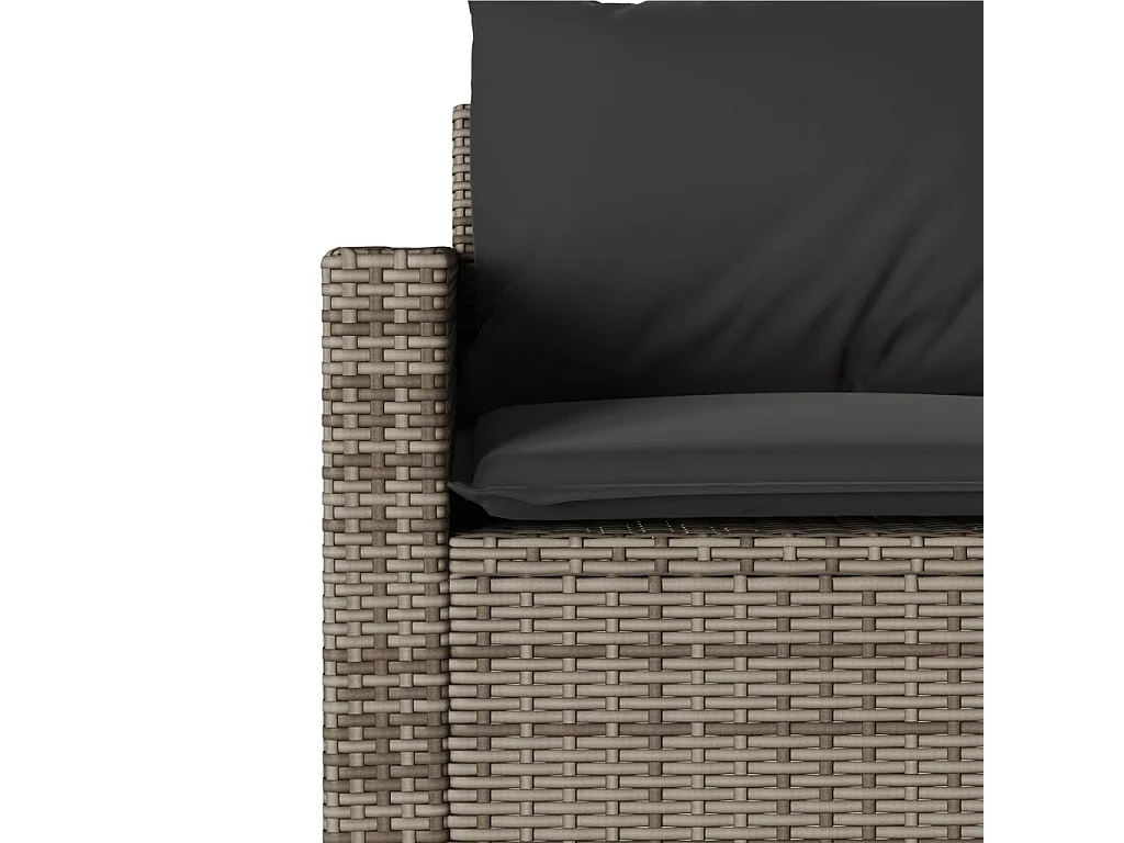 Salon de jardin 6 pièces avec coussins gris résine tressée