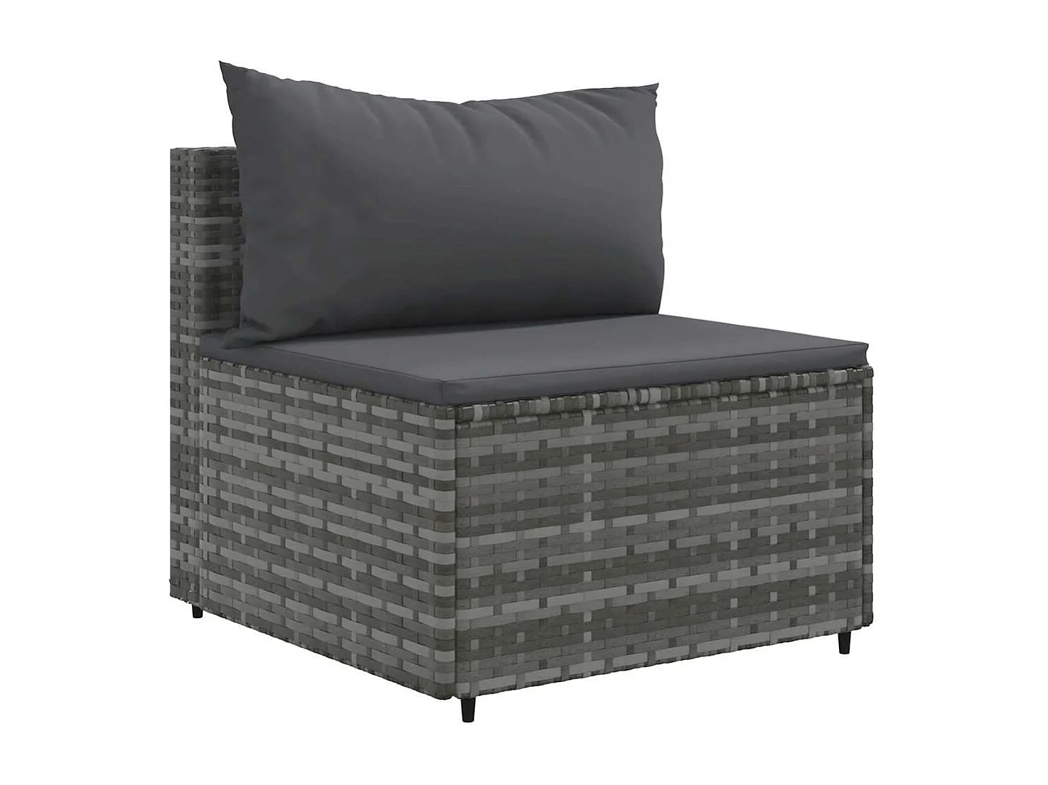 7-delige Loungeset met kussens poly rattan grijs