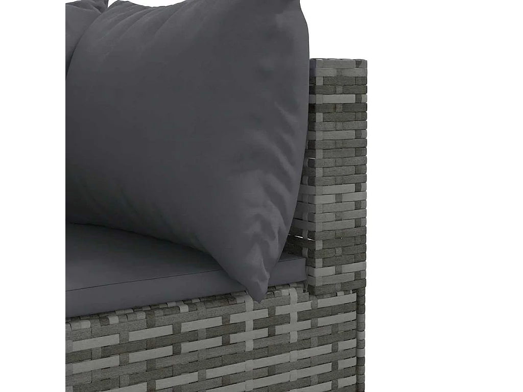 7-delige Loungeset met kussens poly rattan grijs