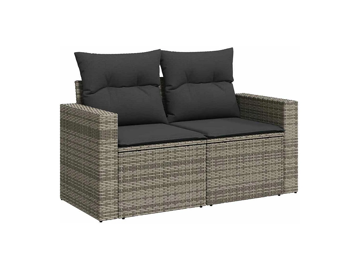 Set sofás jardín y cojines 9 piezas ratán sintético acacia gris