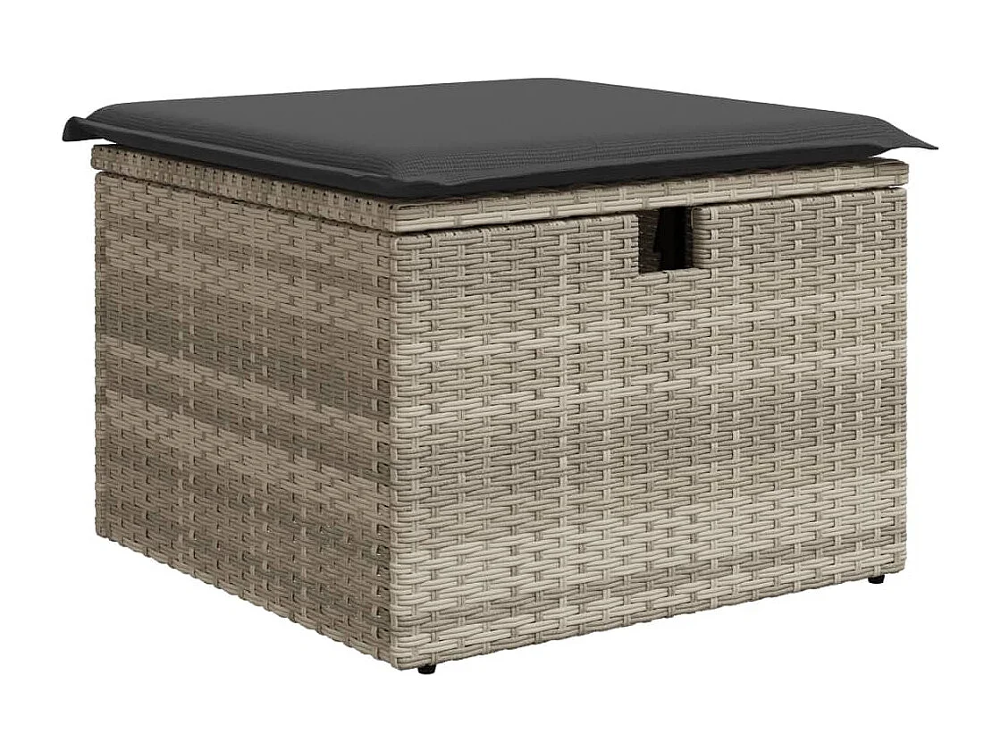 7-delige Loungeset met kussens poly rattan lichtgrijs