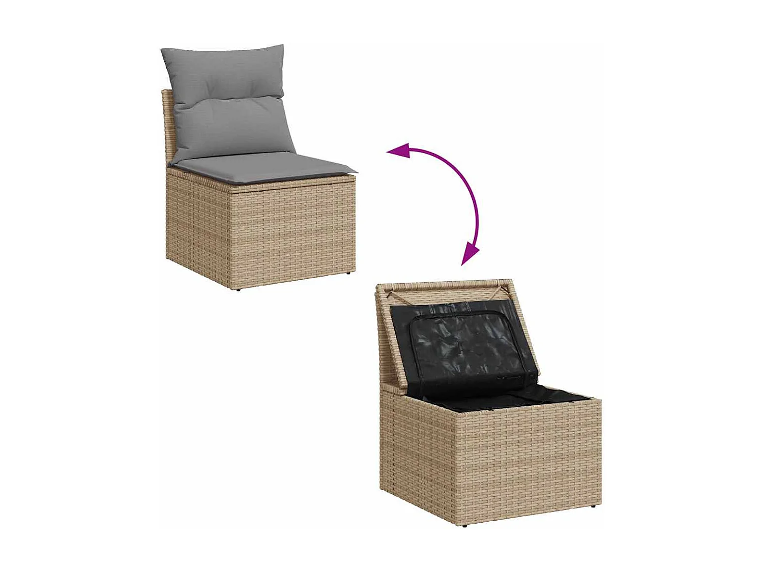 6-delige Loungeset met kussens poly rattan acacia beige