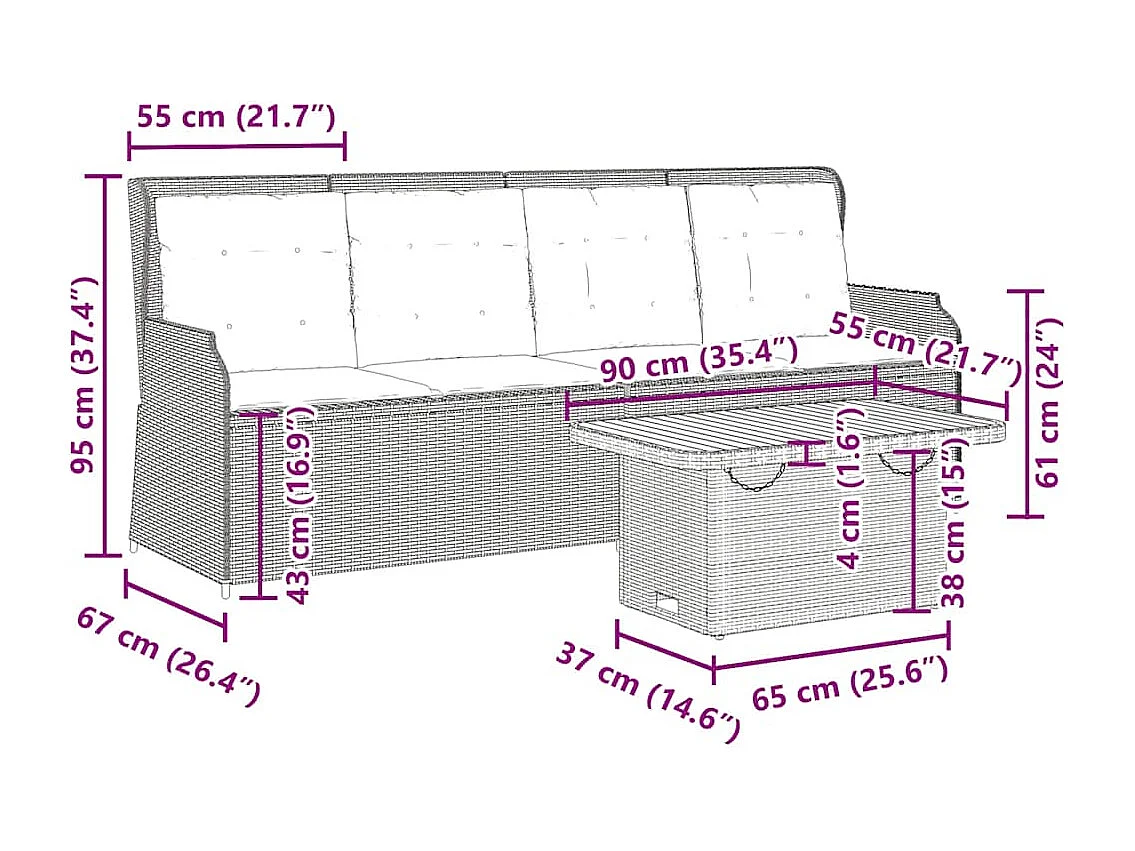 Salon de jardin 3 pièces avec coussins Gris Résine tressée
