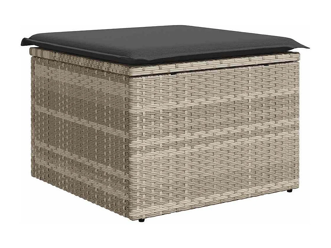 9-delige Loungeset met kussens poly rattan lichtgrijs