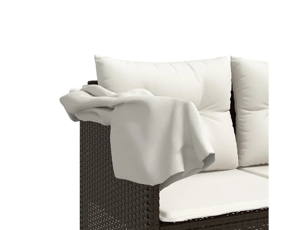 Set comedor de jardín 5 piezas y cojines ratán sintético marrón