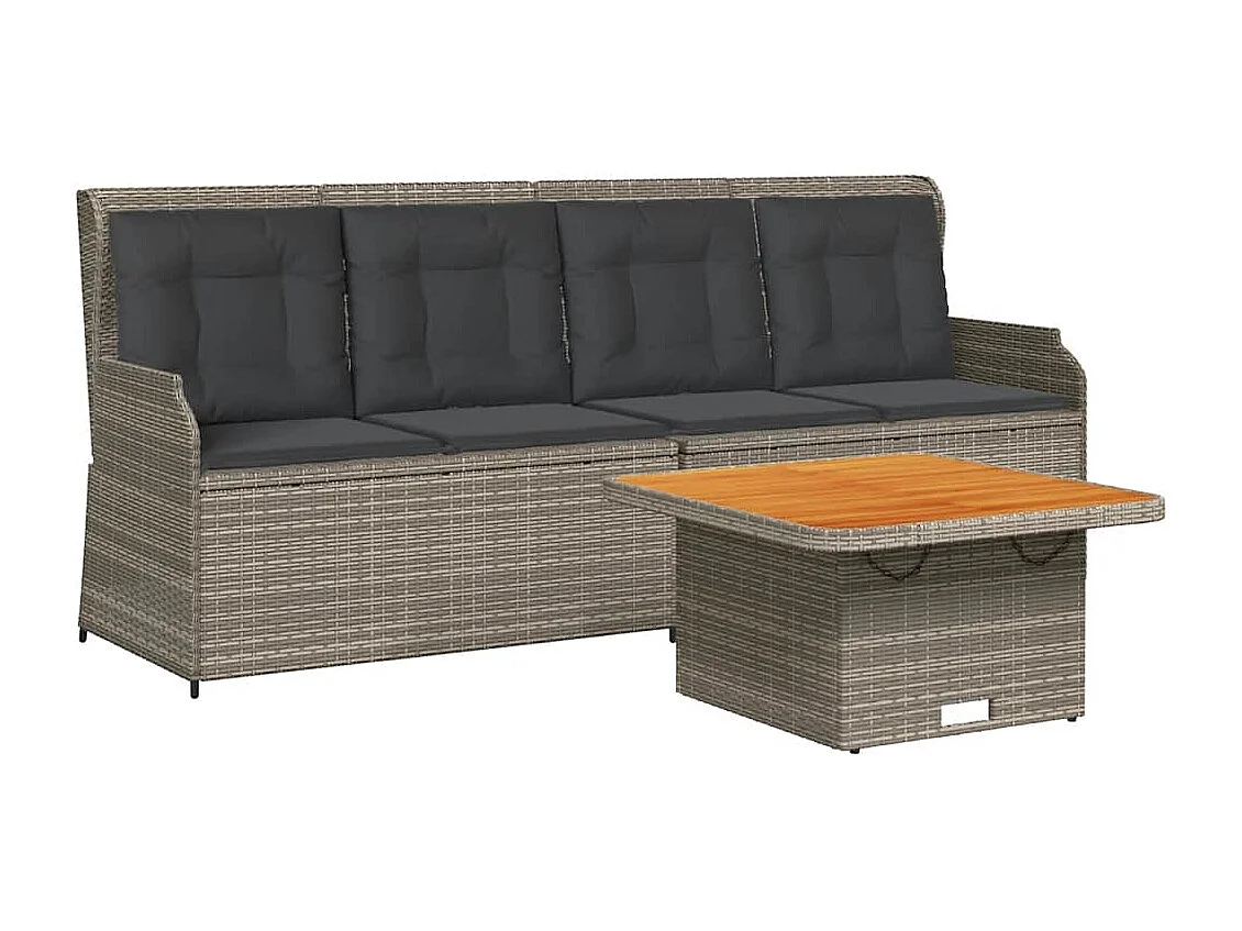 Salon de jardin 3 pièces avec coussins Gris Résine tressée