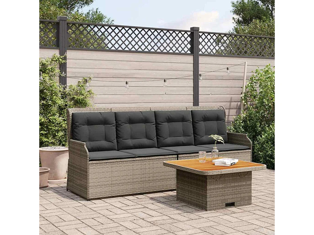 Salon de jardin 3 pièces avec coussins Gris Résine tressée