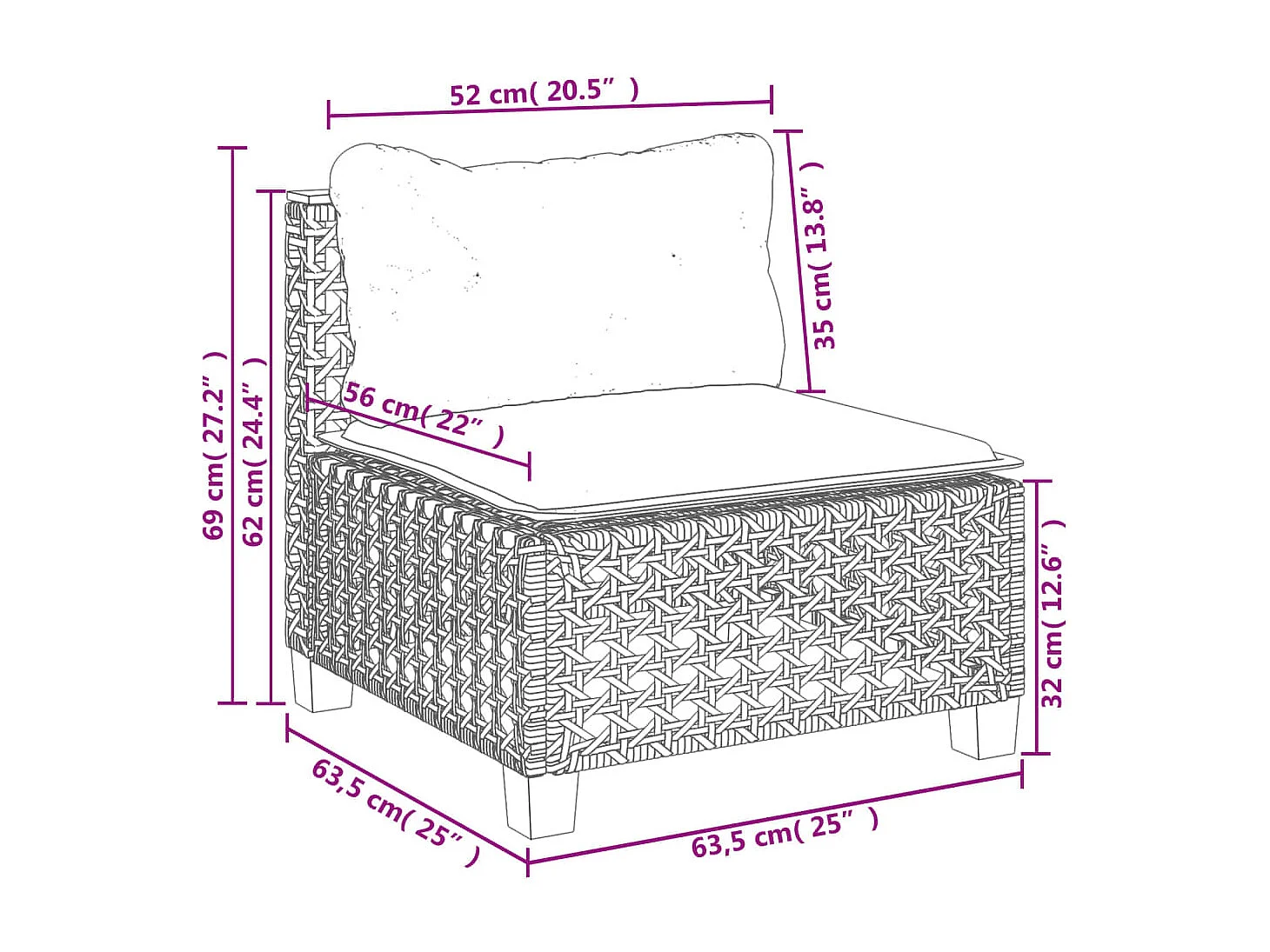 5-delige Loungeset met kussens poly rattan grijs