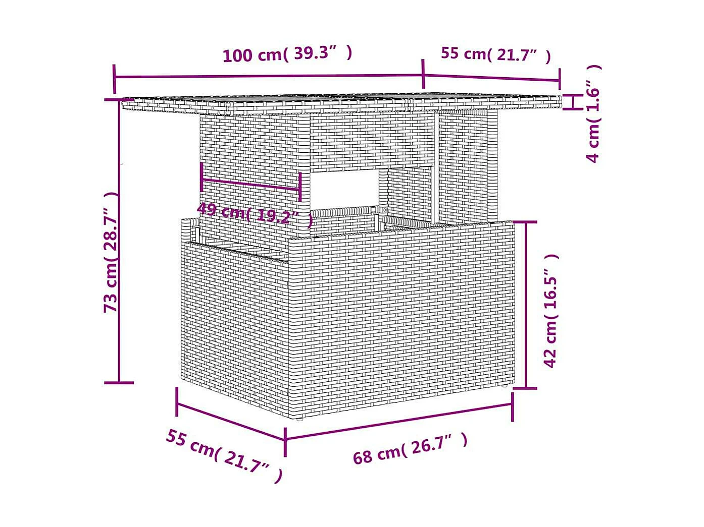 9 peças conj. sofás jardim com almofadões vime PE cinzento-claro