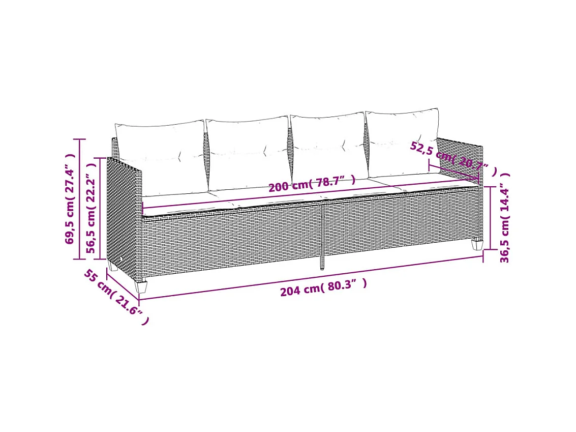 Salon de jardin avec coussins 5 pièces beige résine tressée