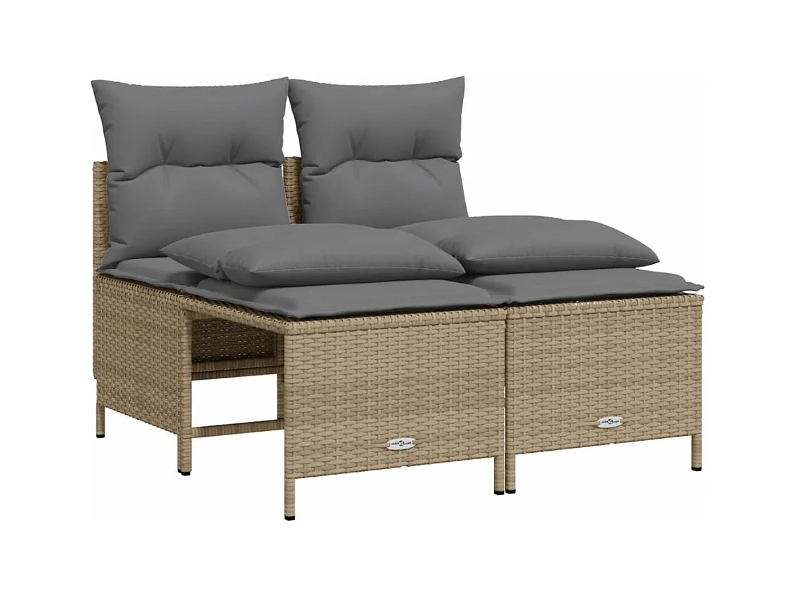 Salon de jardin avec coussins 5 pièces beige résine tressée