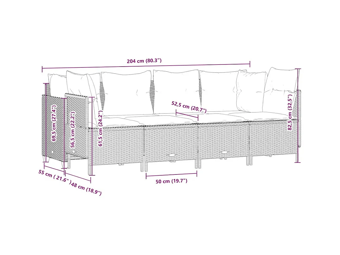 Salon de jardin avec coussins 5 pièces beige résine tressée