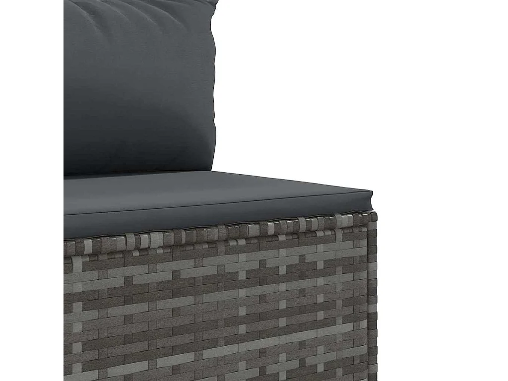 8-delige Loungeset met kussens poly rattan grijs