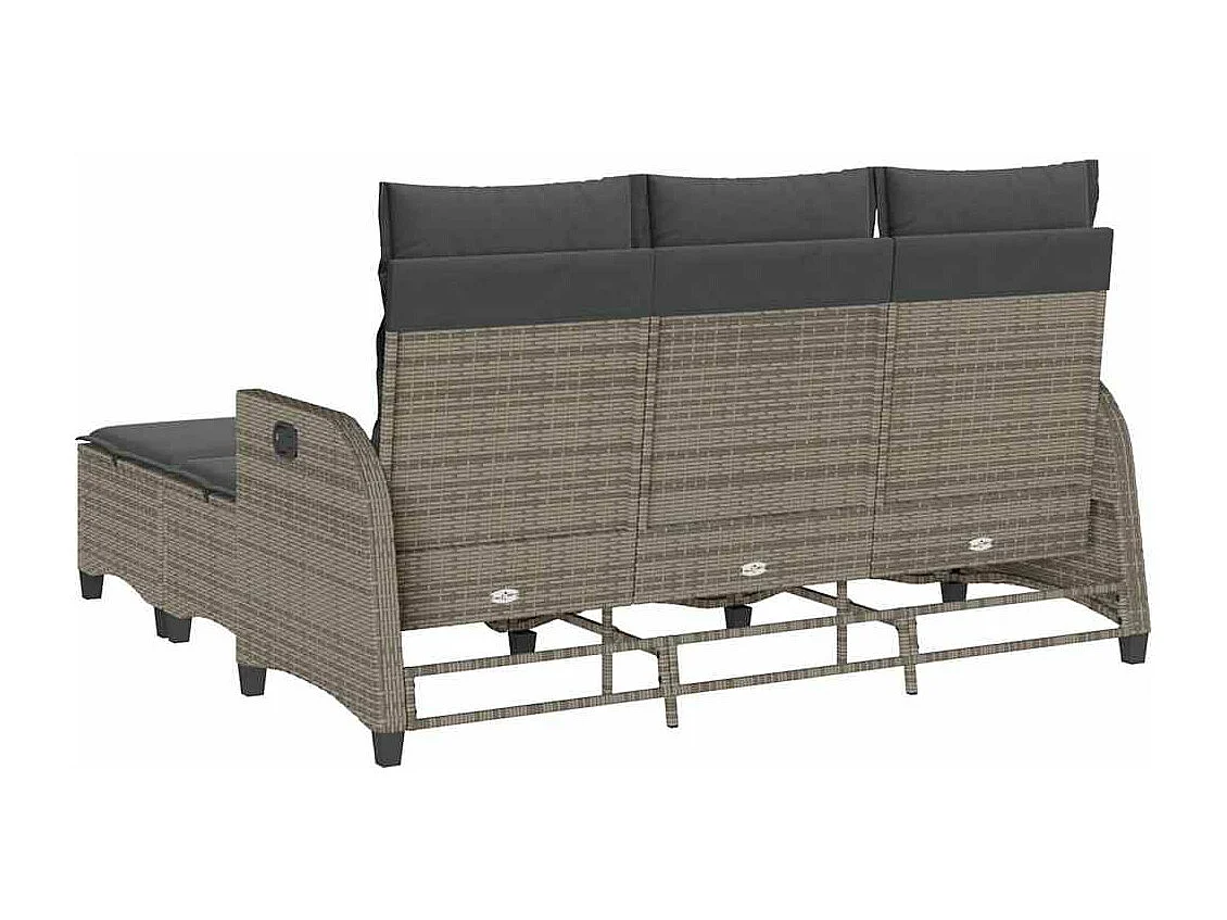 Salon de jardin 3 pièces avec coussins forme L gris résine tressée