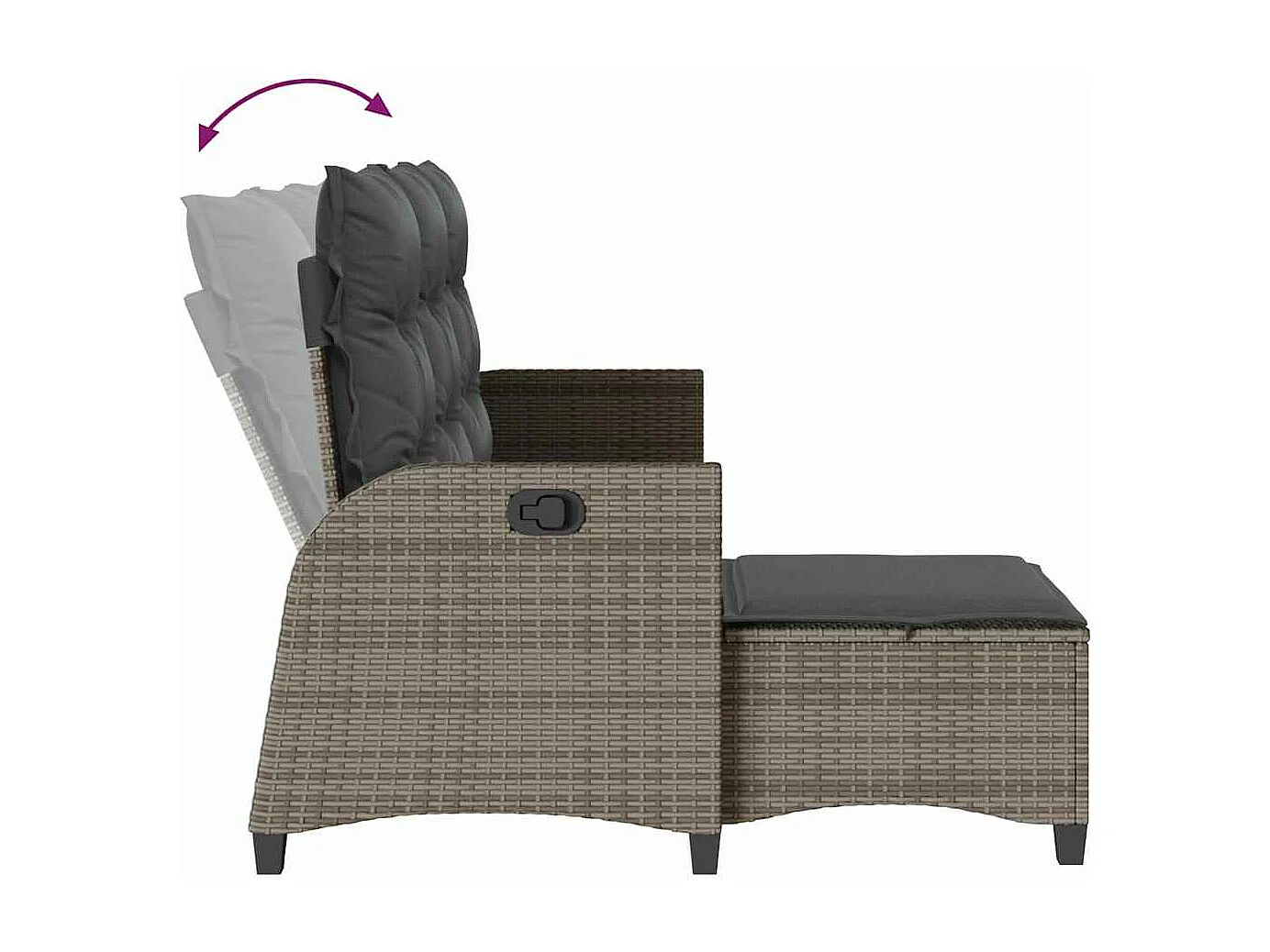 Salon de jardin 3 pièces avec coussins forme L gris résine tressée