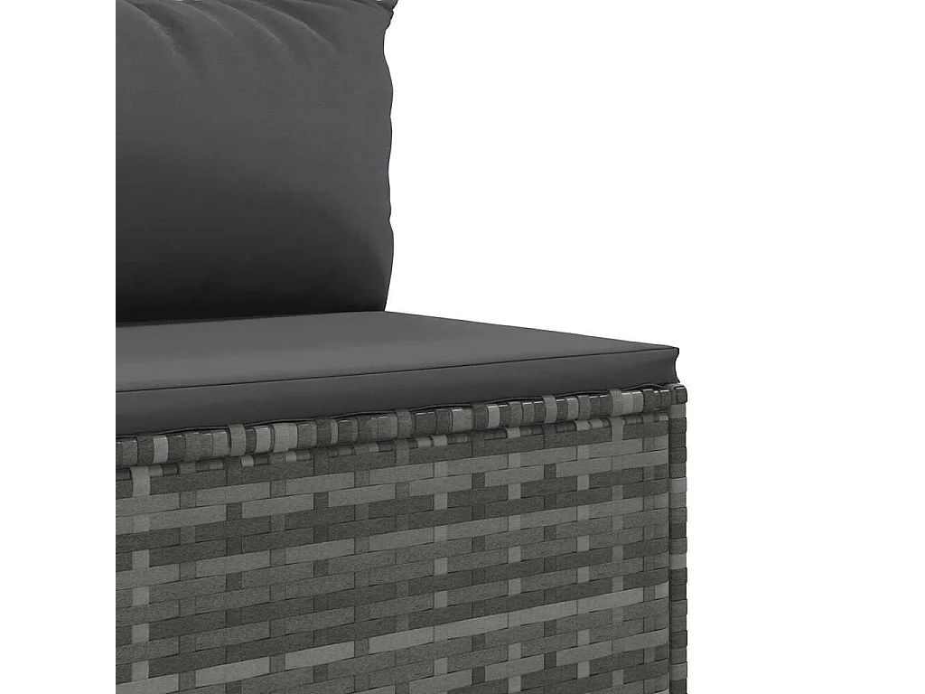 Salon de jardin 7 pièces avec coussins Gris Résine tressée