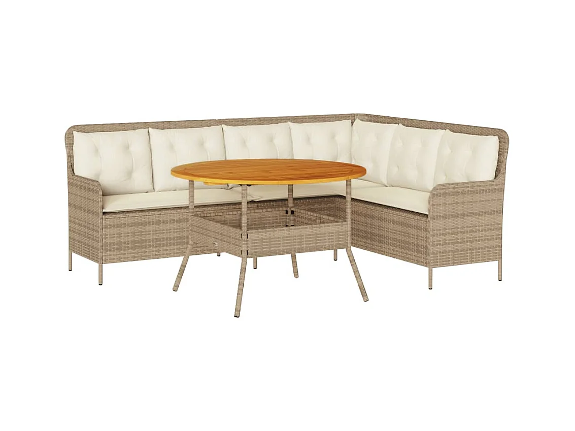 Salon de jardin avec coussins 2 pièces beige résine tressée