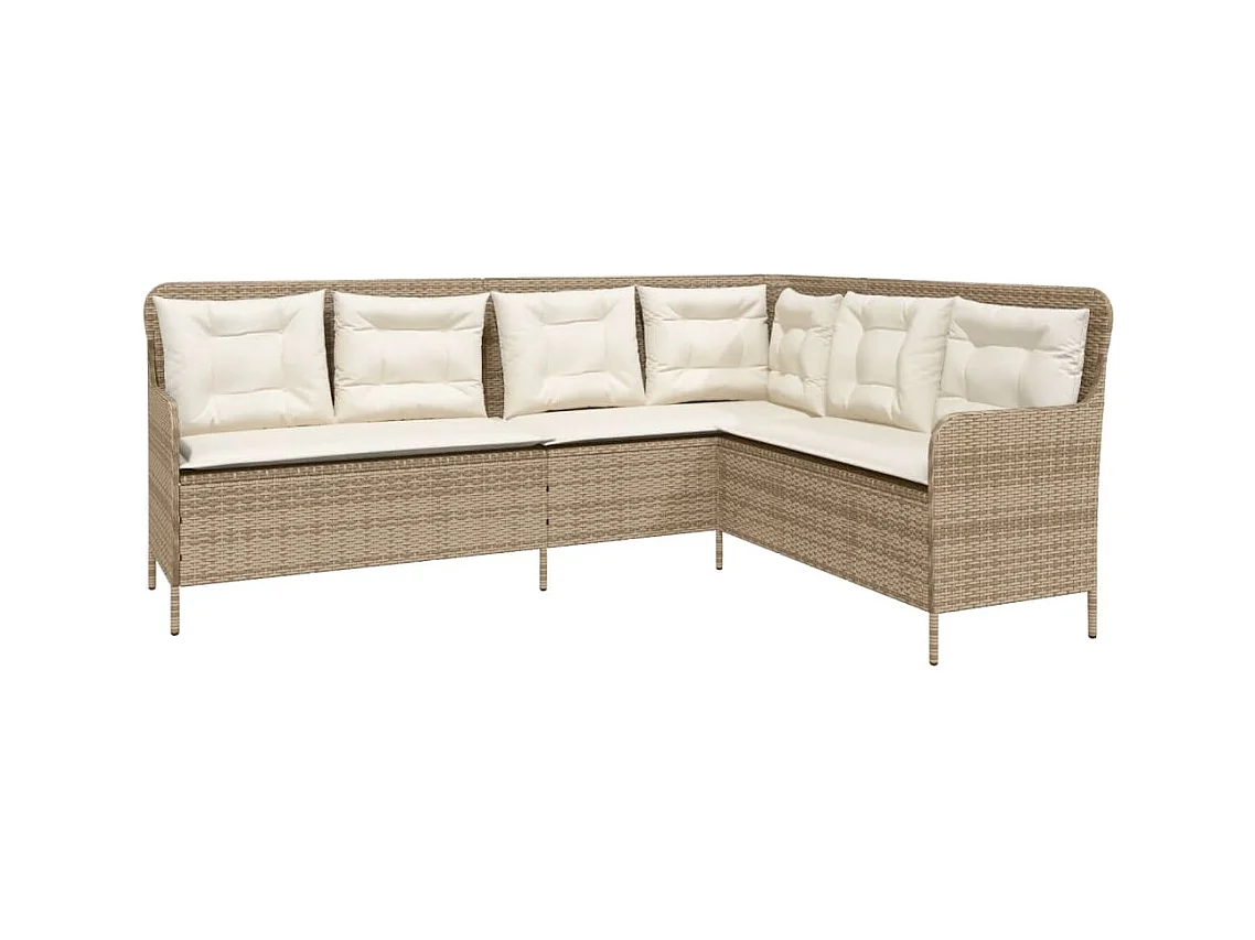 Salon de jardin avec coussins 2 pièces beige résine tressée