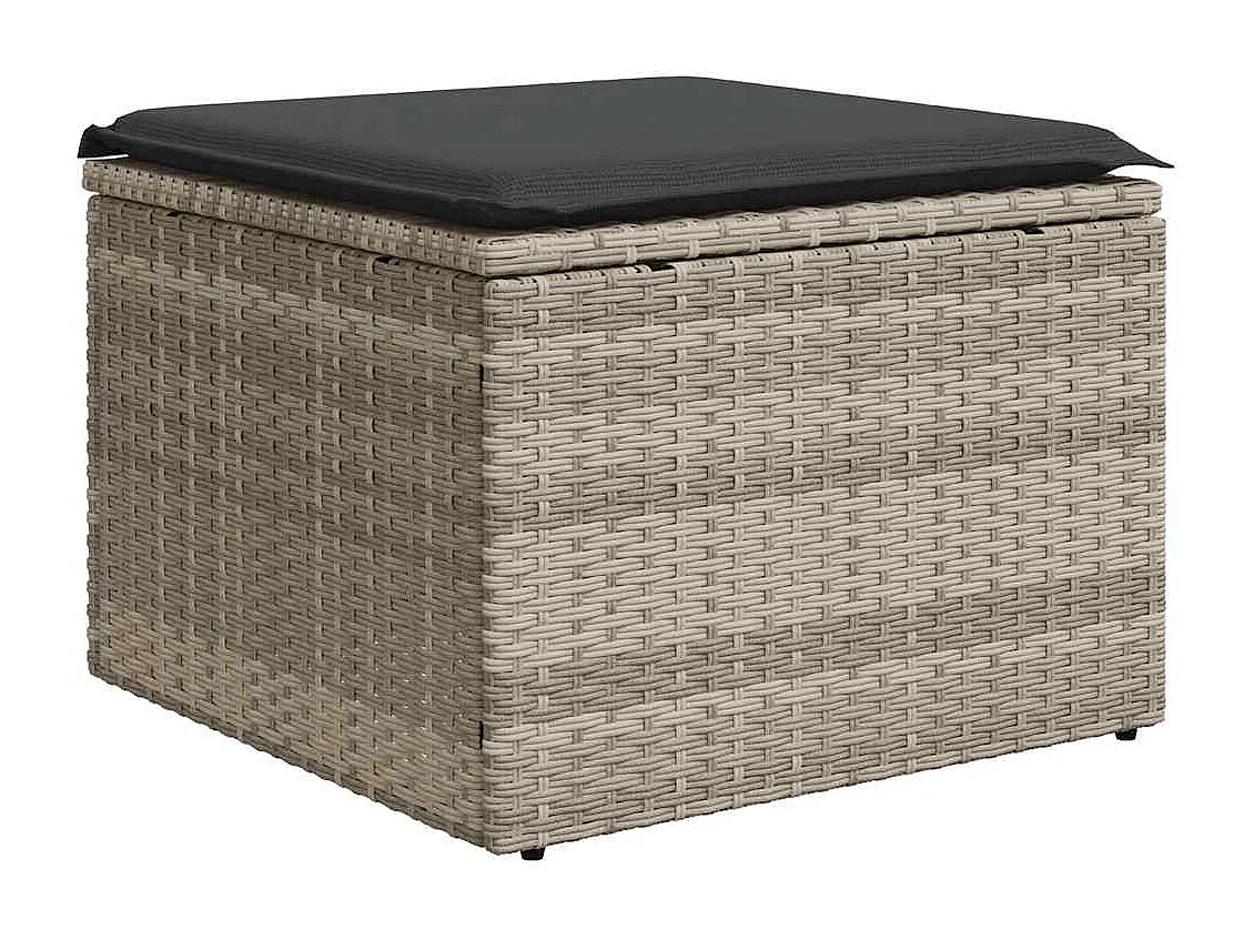 Salon de jardin 8 pièces avec coussins gris clair résine tressée