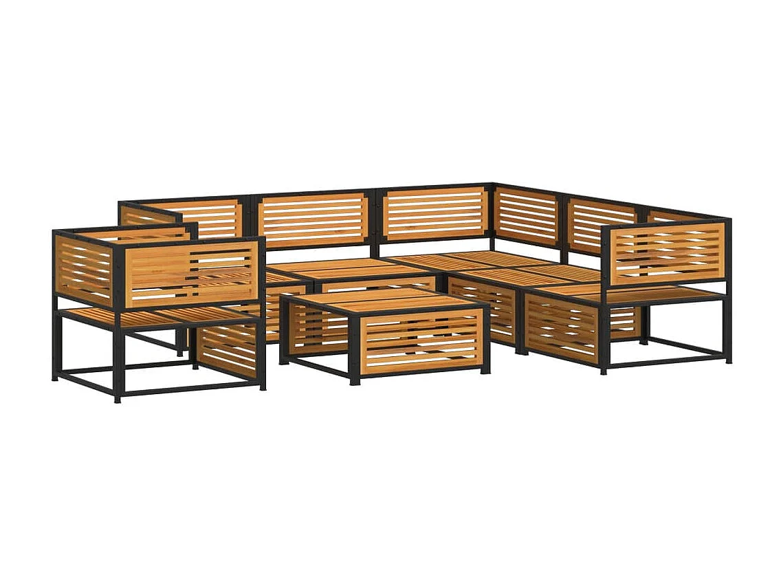 Set de sofás de jardín con cojines 7 piezas madera maciza acacia
