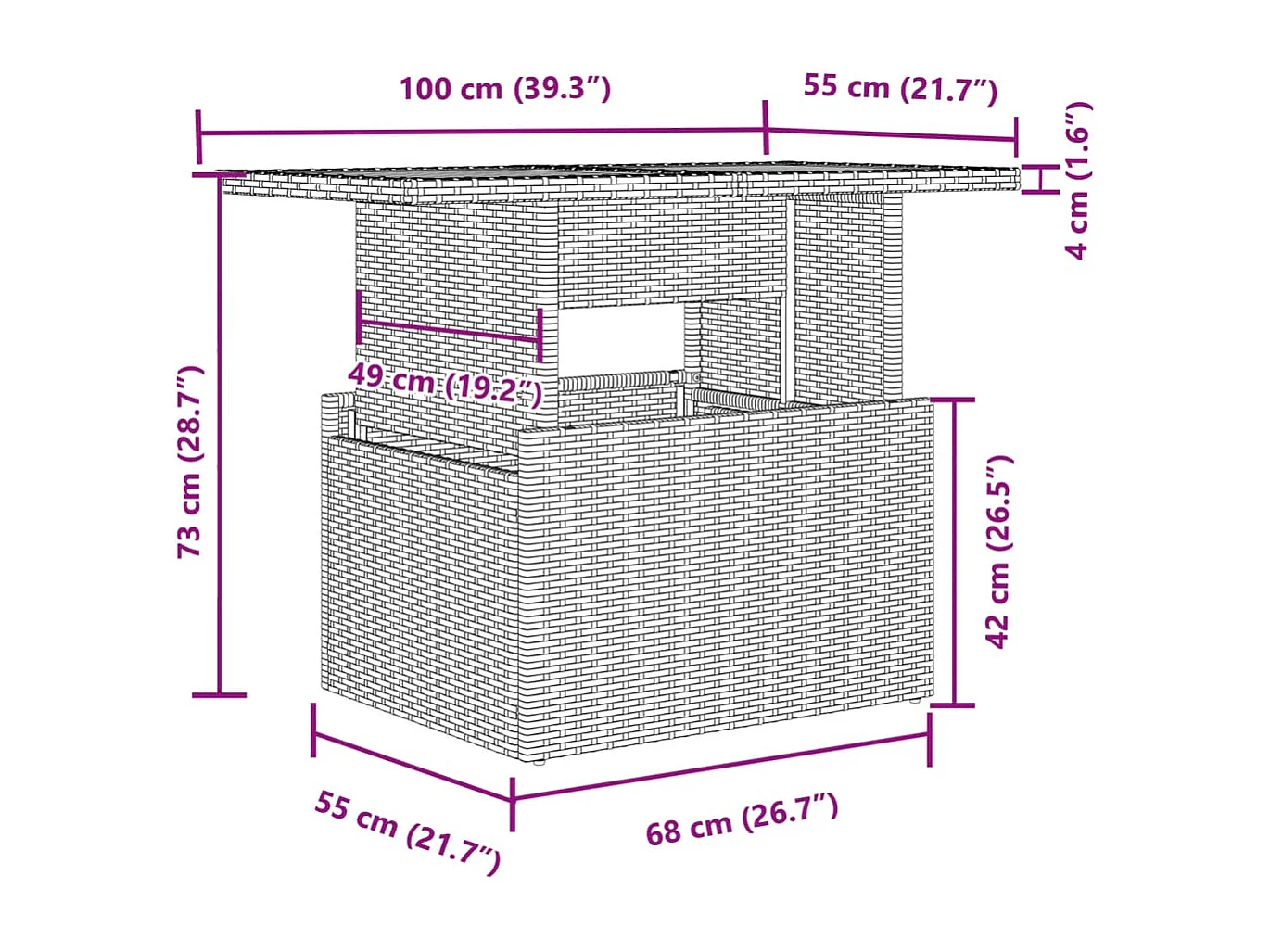 2-delige Loungeset met kussens poly rattan en acaciahout zwart