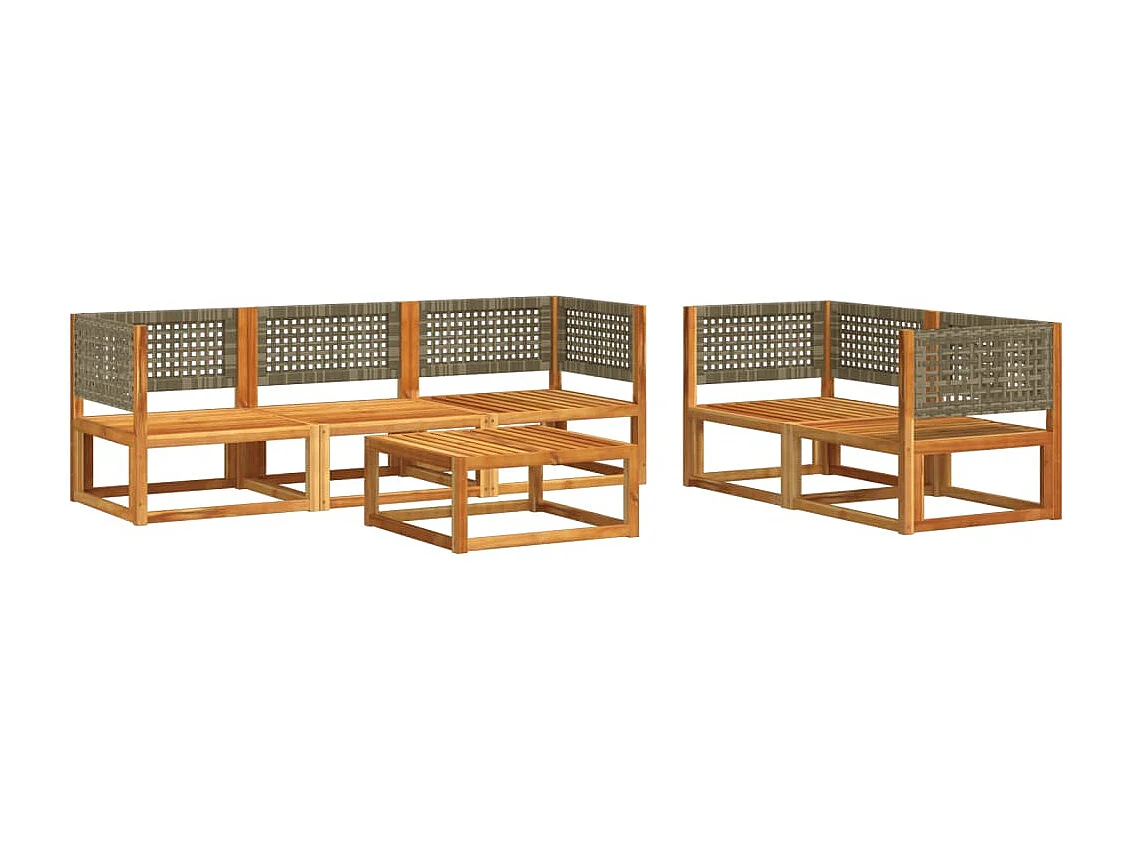 Salon de jardin avec coussins 6 pièces bois d'acacia solide