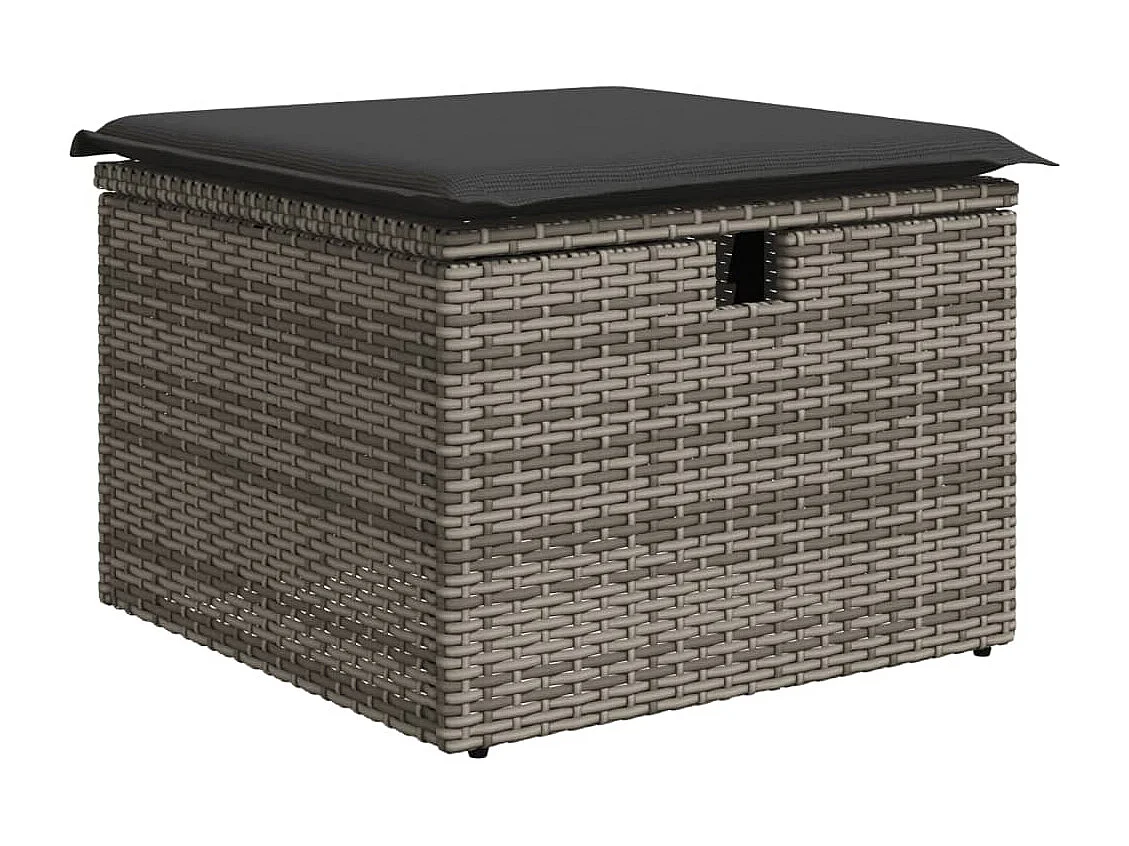 Set de sofás de jardín con cojines 9 piezas ratán sintético gris