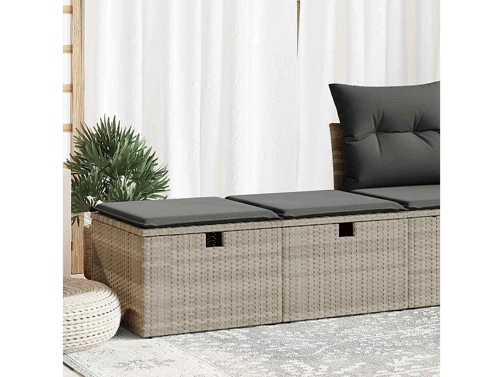 Salon de jardin 2 pièces avec coussins gris clair polyrotin acacia