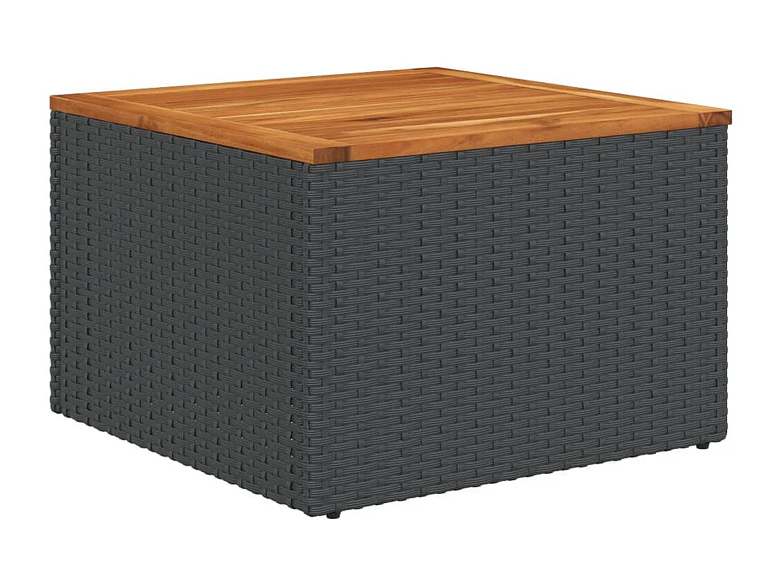 2-delige Loungeset met kussens poly rattan en acaciahout zwart