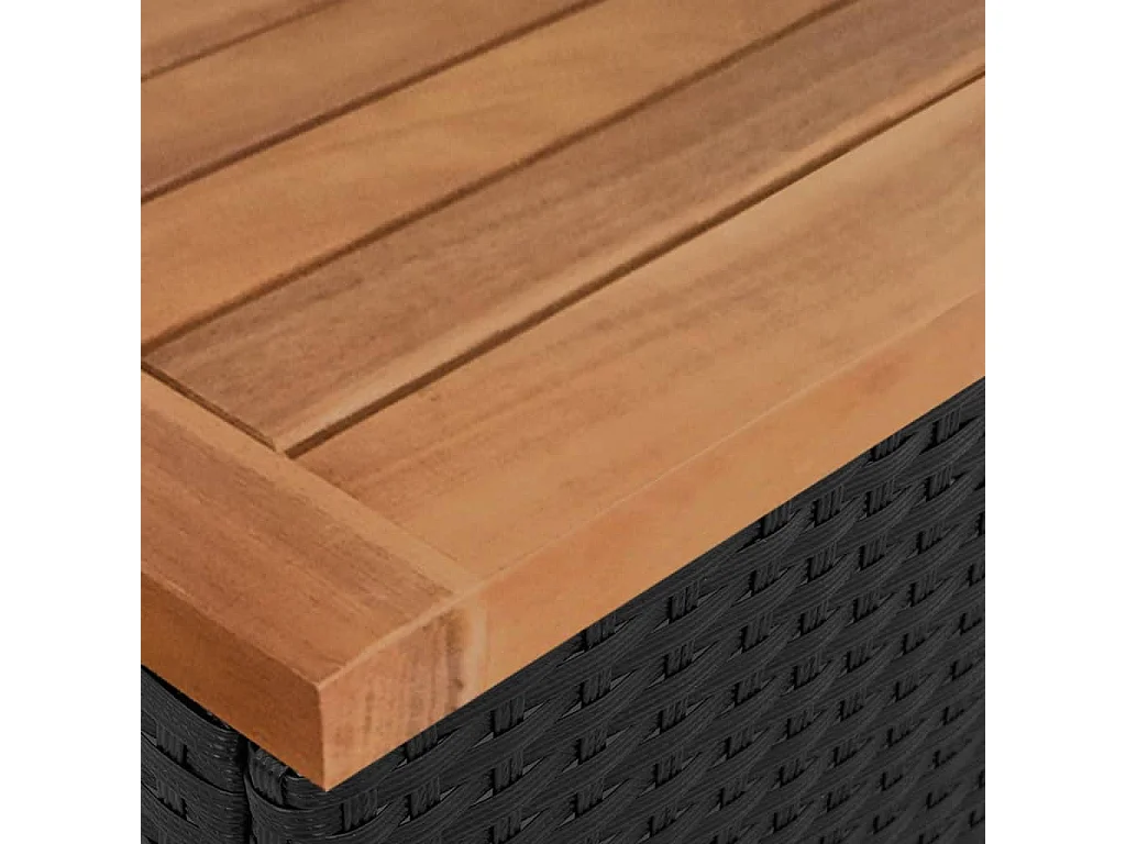 2-delige Loungeset met kussens poly rattan en acaciahout zwart