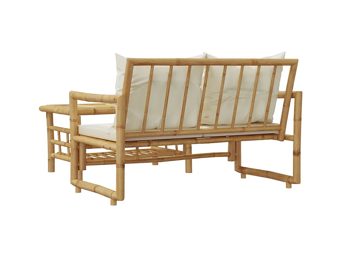 Salon de jardin 2 pièces avec coussins bambou