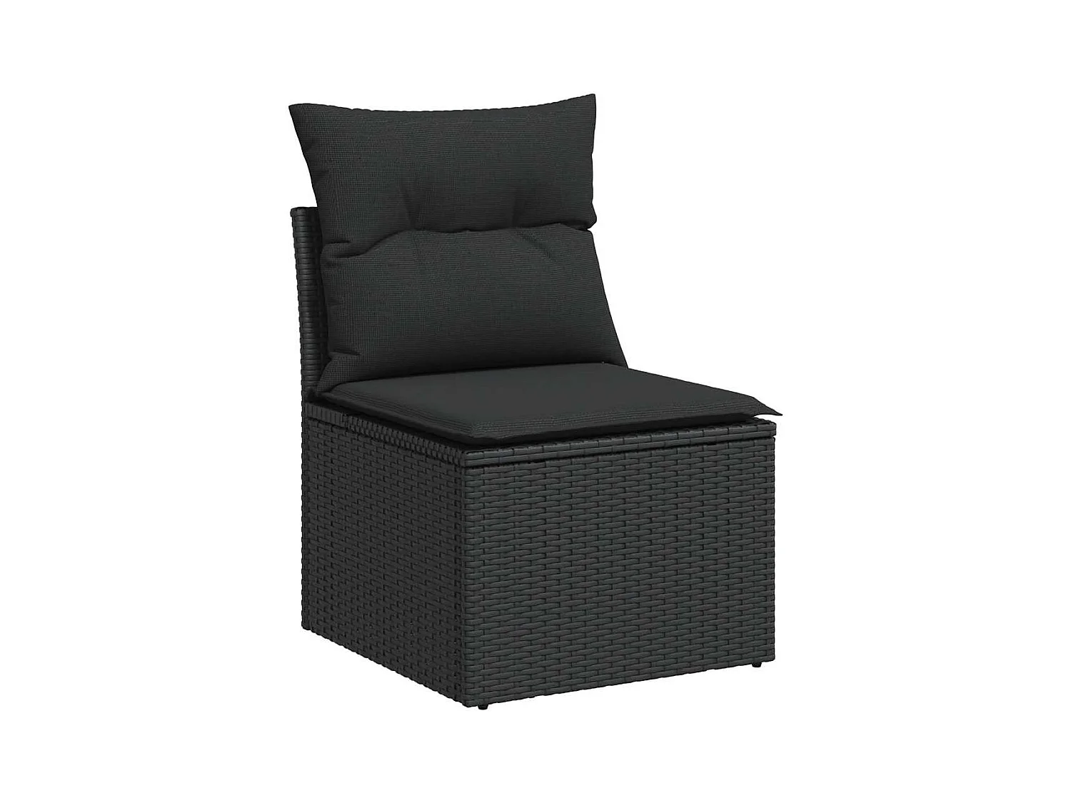 Salon de jardin 7 pièces avec coussins noir résine tressée