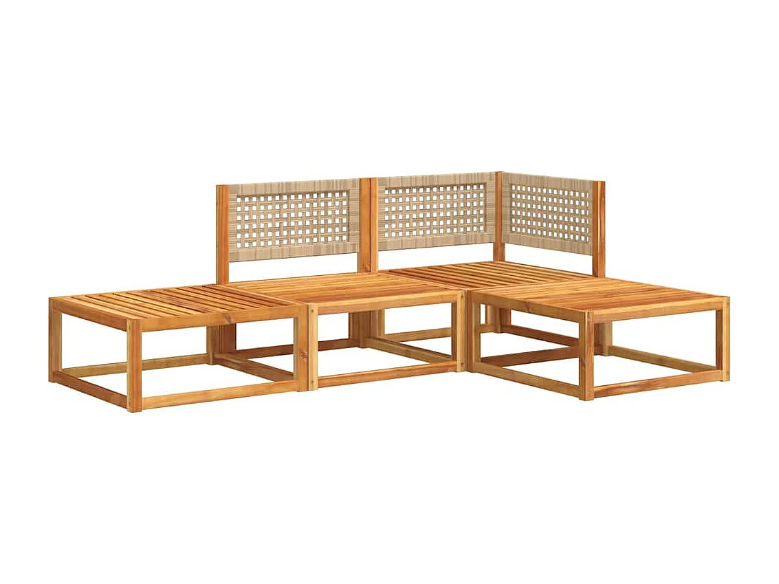 Salon de jardin avec coussins 4 pièces bois d'acacia massif