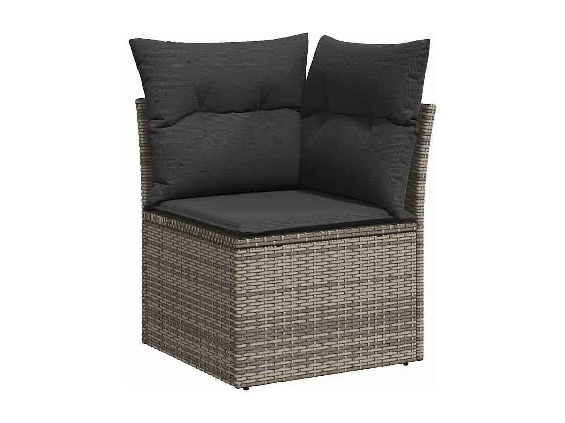 8-delige Loungeset met kussens poly rattan grijs