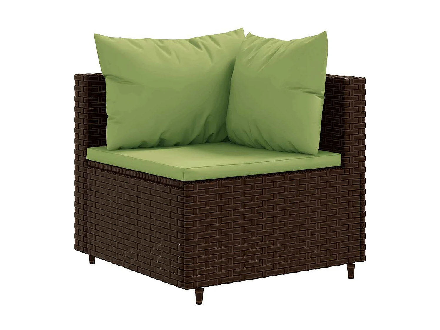 5 peças conjunto lounge jardim com almofadões vime PE castanho