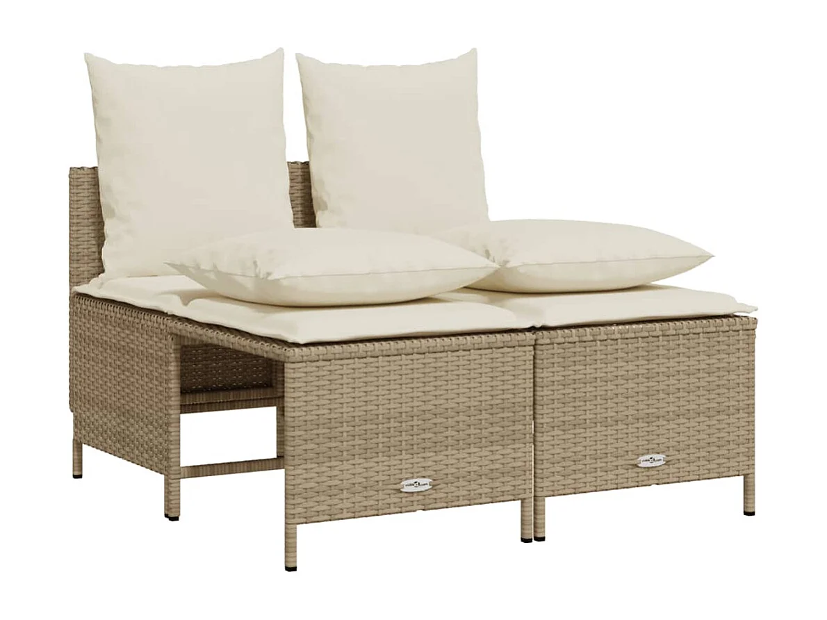 Salon de jardin avec coussins 5 pièces beige résine tressée