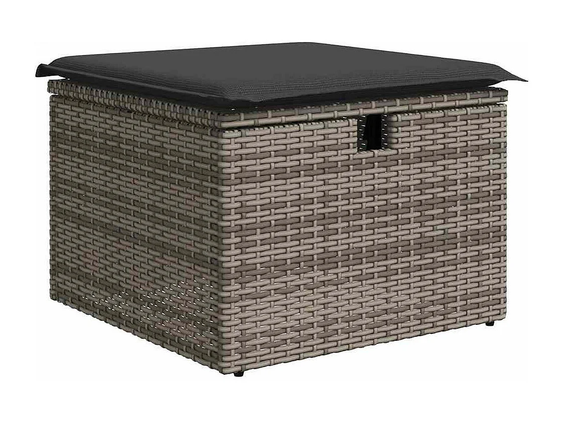 Set de sofás de jardín 7 piezas con cojines ratán sintético gris