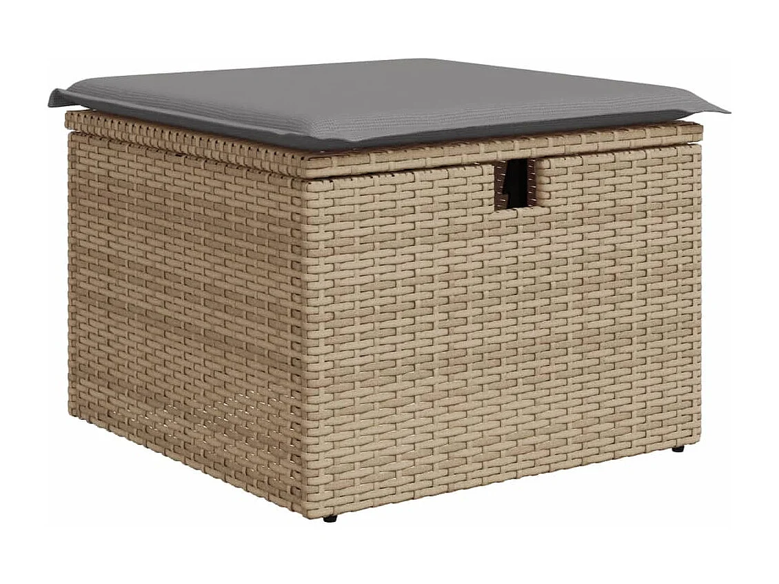 6-delige Loungeset met kussens poly rattan beige