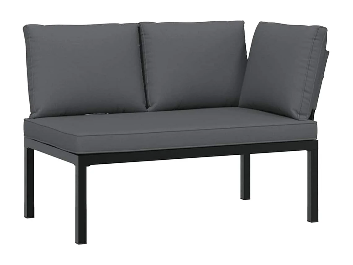 3-delige Loungeset met kussens aluminium zwart