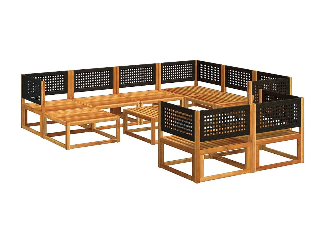 10 peças conjunto de sofás de jardim com almofadões acácia maciça