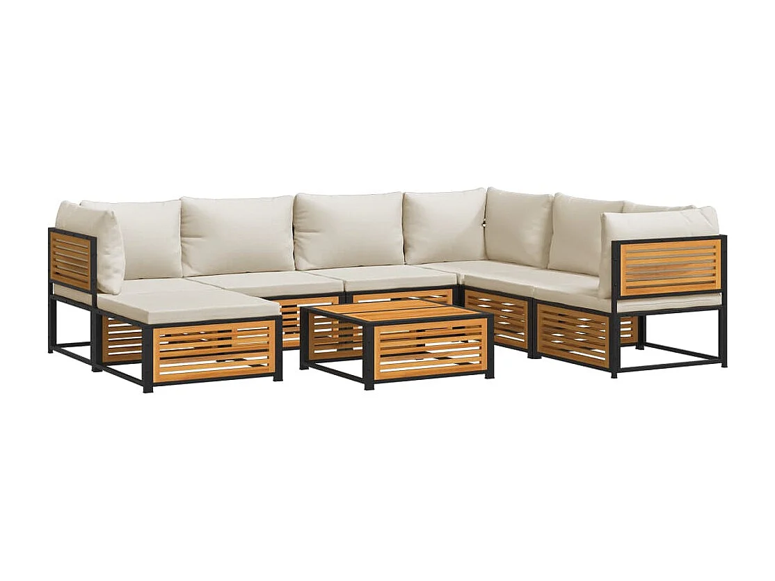 8 peças conjunto de sofás de jardim com almofadões acácia maciça