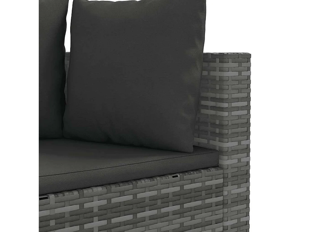 4-delige Loungeset met kussens poly rattan grijs