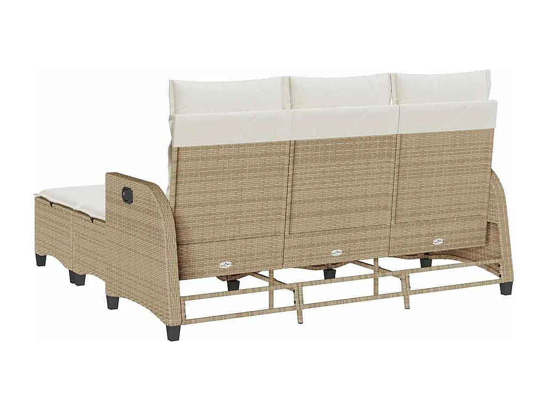 Salon de jardin avec coussins forme de L 3 pièces beige polyrotin