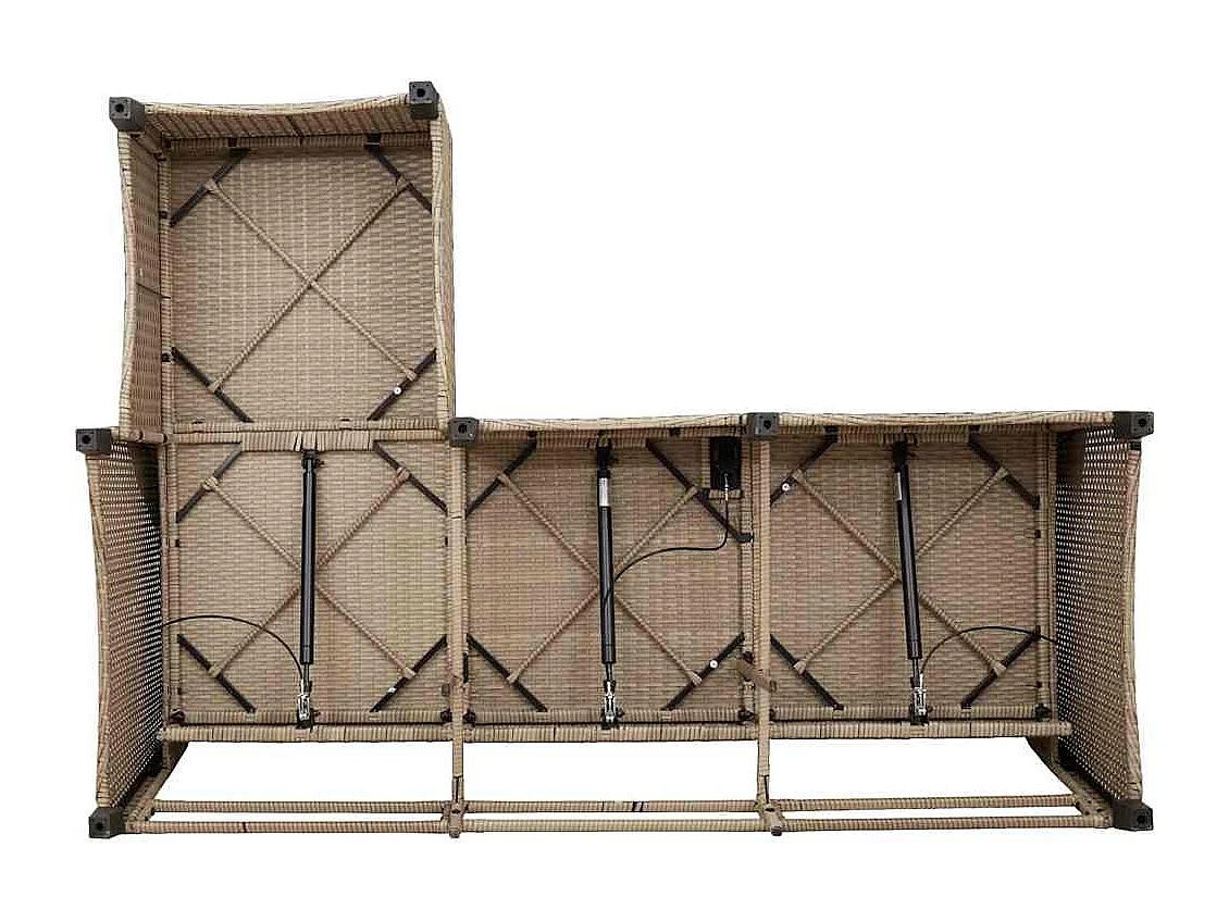 Salon de jardin avec coussins forme de L 3 pièces beige polyrotin